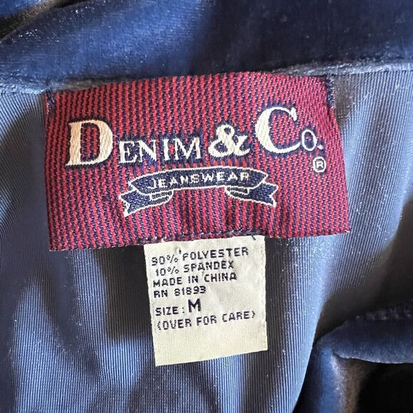 Denim & Co Velvet Tunic Top Womens Medium Blue Long Sleeve Button Down - Picture 3 of 8